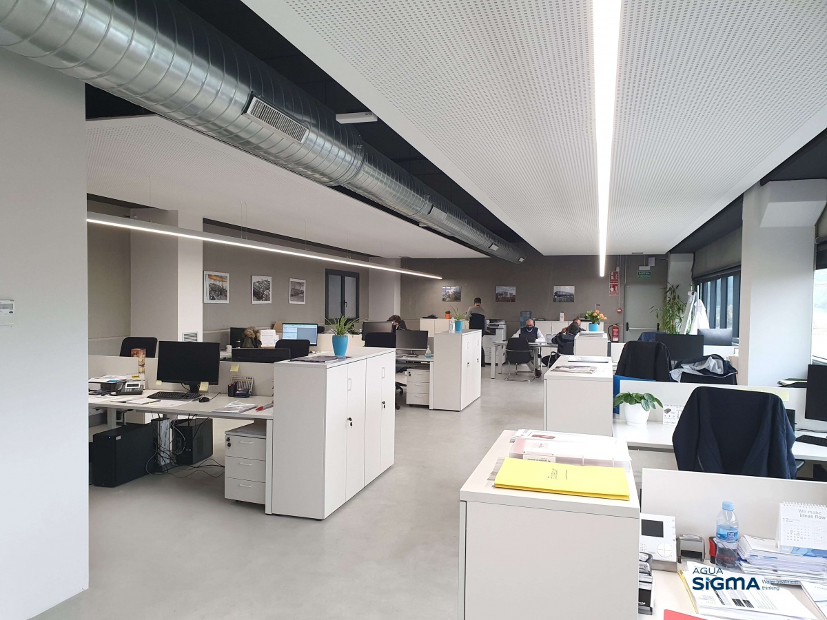 Vista general de las nuevas oficinas de SIGMA Group, más de 400 m2 cuadrados destinados a todos el recurso humano, Departamento Técnico y Comercial.