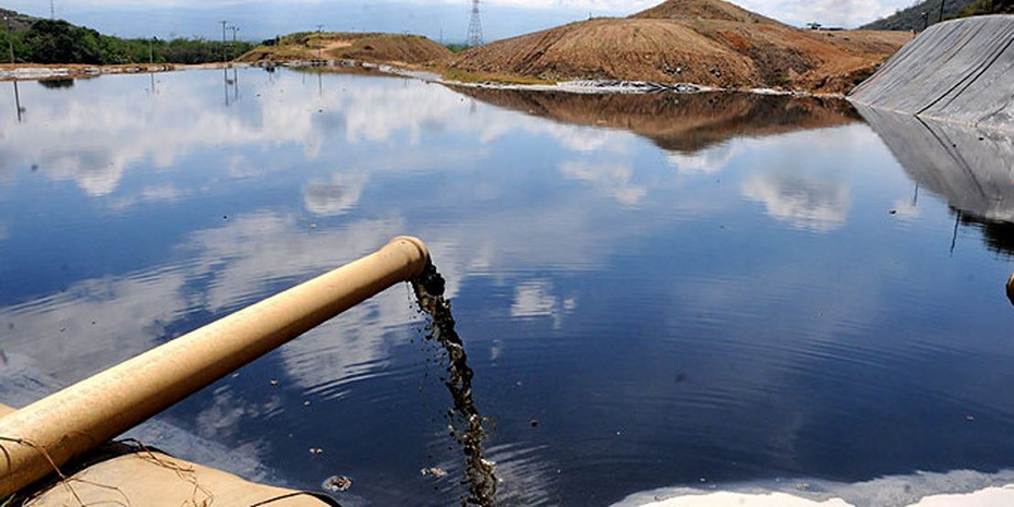 Pipeline discharging wastewater from a municipal solid waste landfill with loads of environmentally hazardous pollutants.